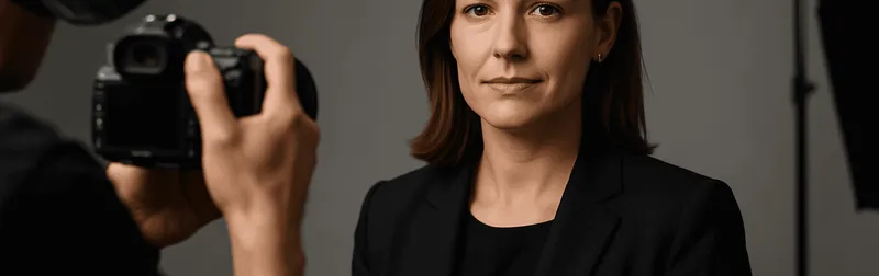 Business Portrait im Studio in Wien: Fach- und Führungskraft wird vor neutralem Hintergrund mit weichem Studiolicht fotografiert
