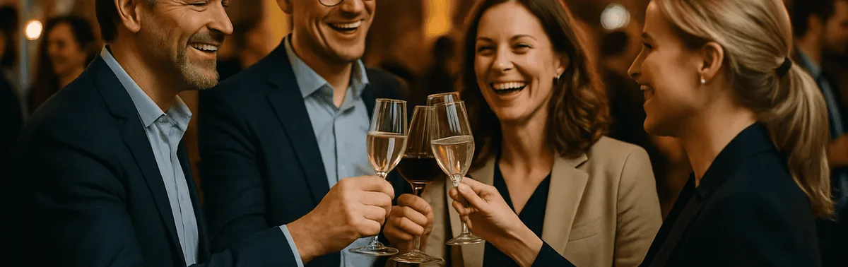 Firmenfeier Fotograf begleitet eine festliche Weihnachtsfeier eines Wiener Unternehmens am Abend