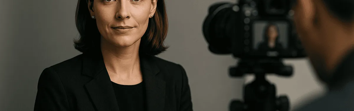 Headshot Fotograf in Wien fotografiert eine Führungskraft im Studio, enger Kopf-Schulter-Ausschnitt vor neutralem Hintergrund