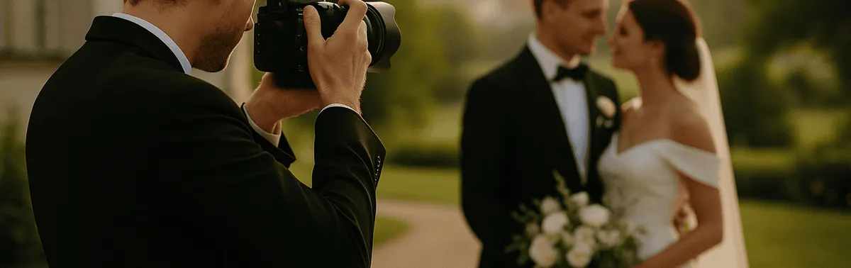 Hochzeitsfotograf begleitet ein Brautpaar im warmen Abendlicht und hält den Moment als natürliche Reportage fest