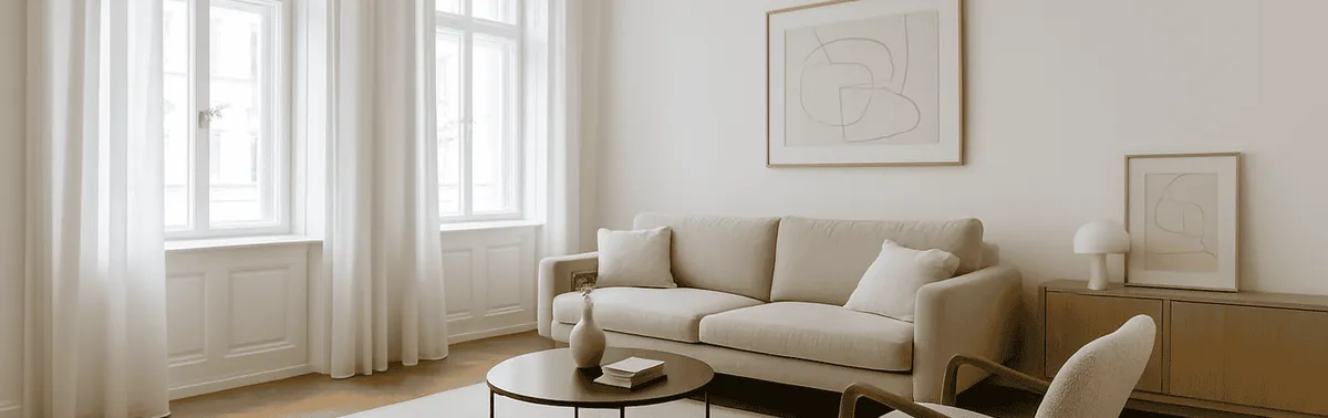 Immobilienfotograf in Wien fotografiert ein helles Wohnzimmer mit Weitwinkel und HDR für ein Inserat