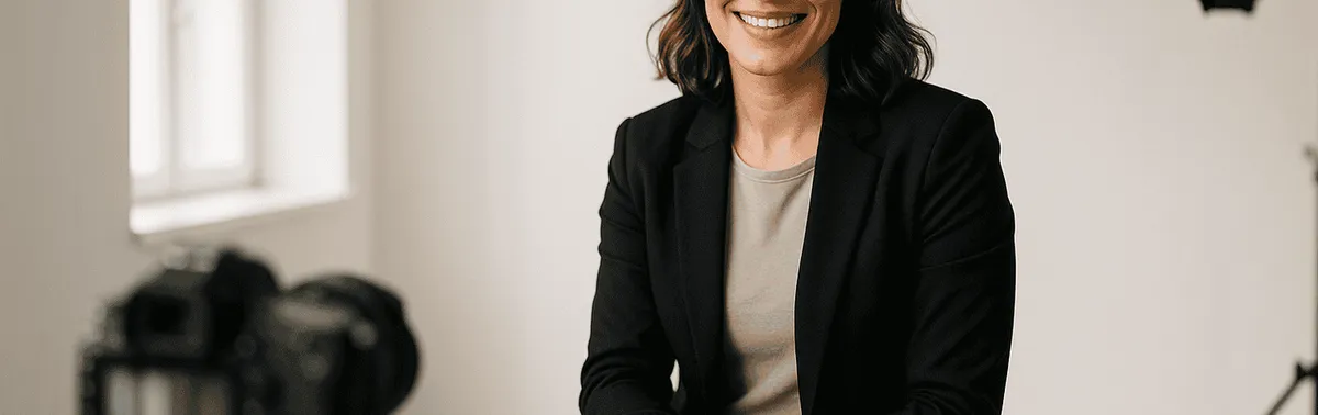 Selbstständige bei einem Personal Branding Fotoshooting im Studio in Wien, authentisches Portrait für die persönliche Marke