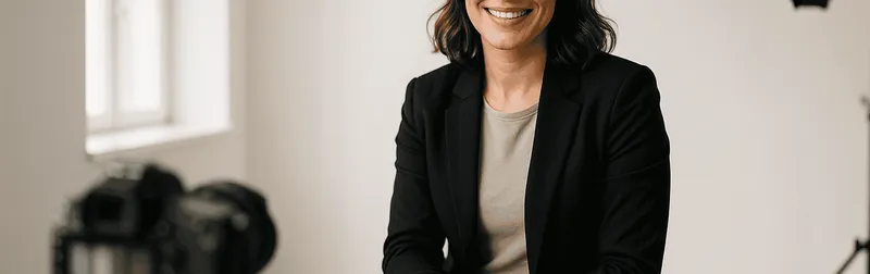 Selbstständige bei einem Personal Branding Fotoshooting im Studio in Wien, authentisches Portrait für die persönliche Marke