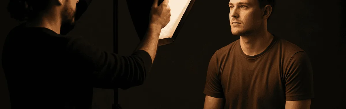 Portraitfotografie im Studio: Fotograf setzt weiches Licht für ein ausdrucksstarkes Portrait in Wien