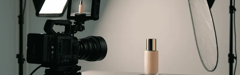 Produktvideo-Dreh im Studio: Kamera filmt ein Produkt auf dem Drehteller unter Studiolicht in Wien