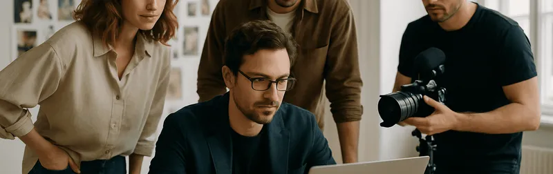 Werbeagentur Foto und Video Partner in Wien: Team am Studio-Set bei der Umsetzung einer Kampagne